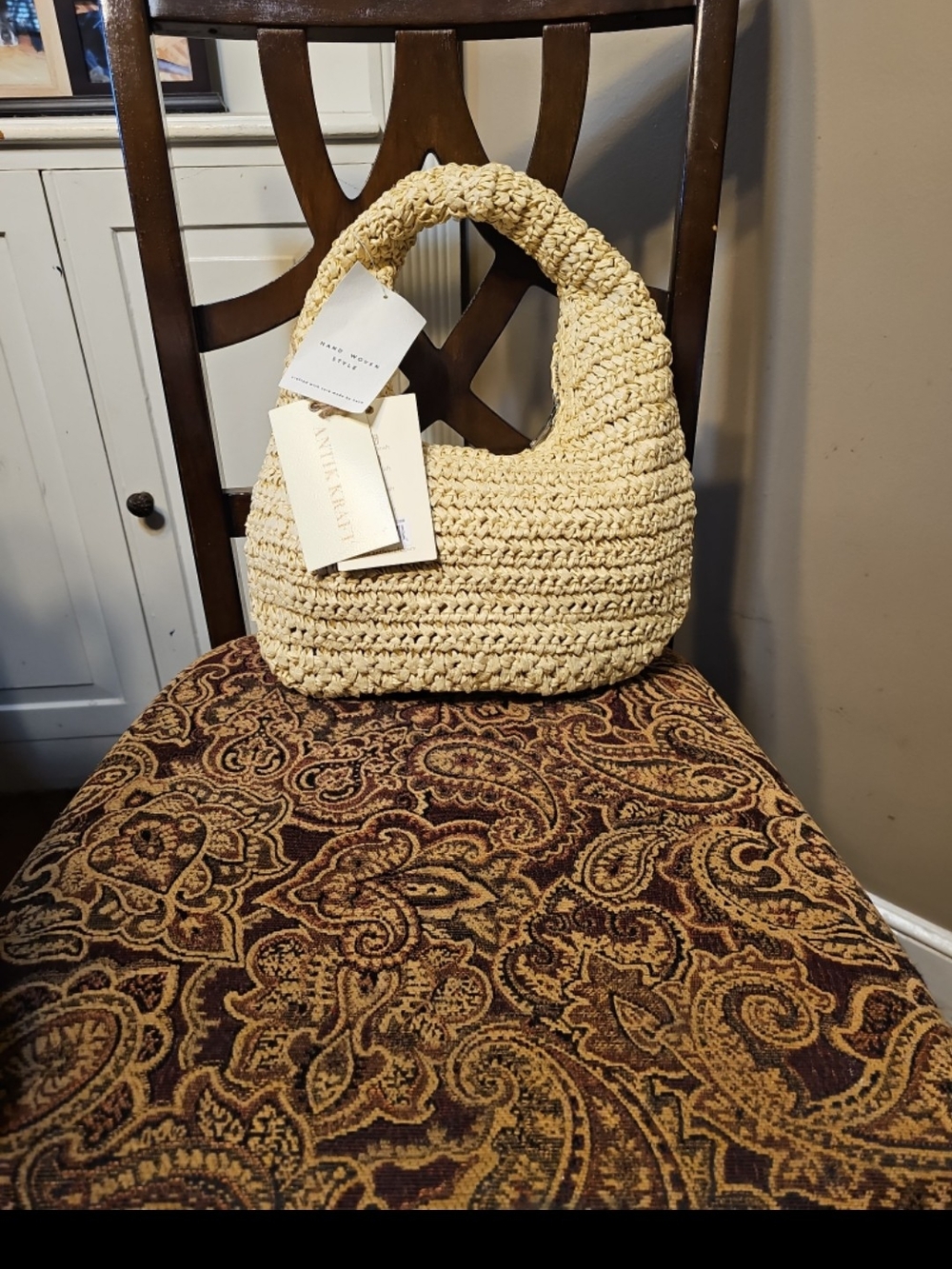 Antik Kraft Woven Hobo Bag in Natural Cream